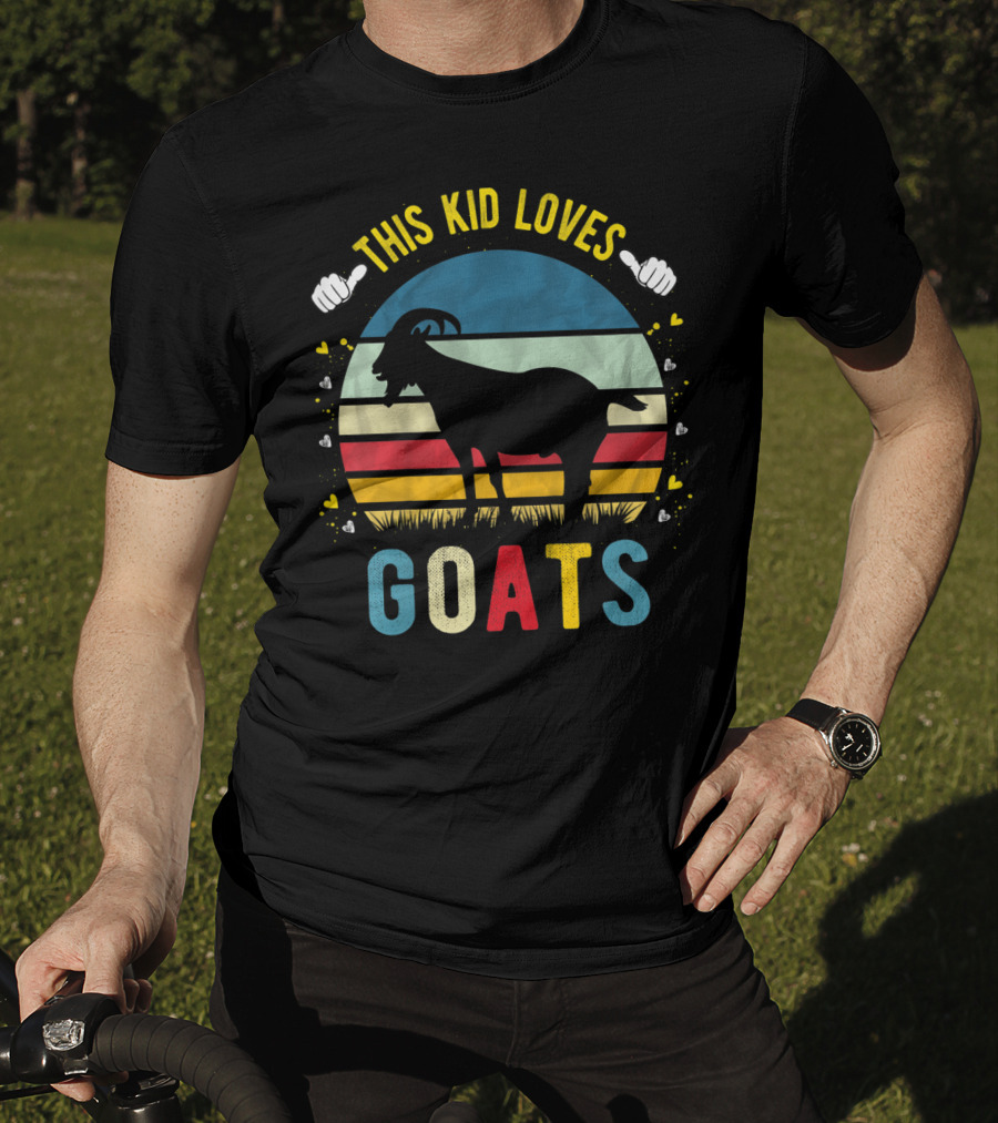 This Kid Loves Goats Boys And Girls Retro Goat T-Shirt