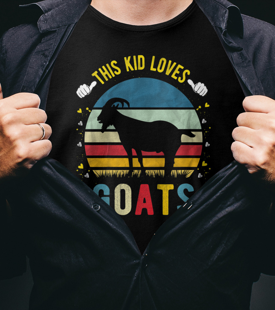 This Kid Loves Goats Boys And Girls Retro Goat T-Shirt