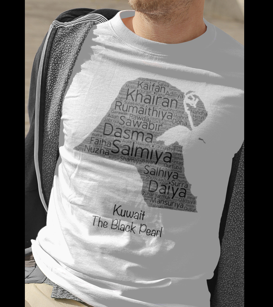 Kuwait's Outline Cities Including Salmiya Daiya The Black Pearl T-Shirt