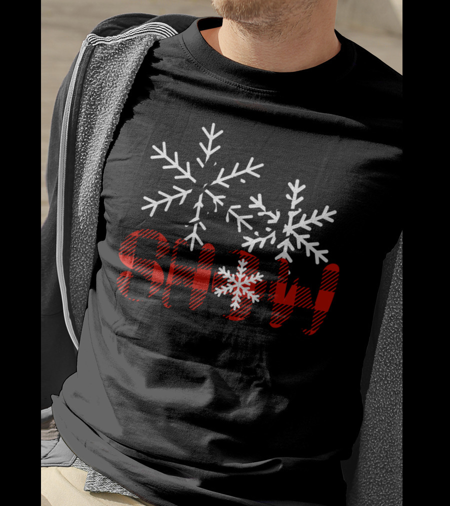 Let It Snow Christmas Red Buffalo Plaid Snowflakes T-Shirt