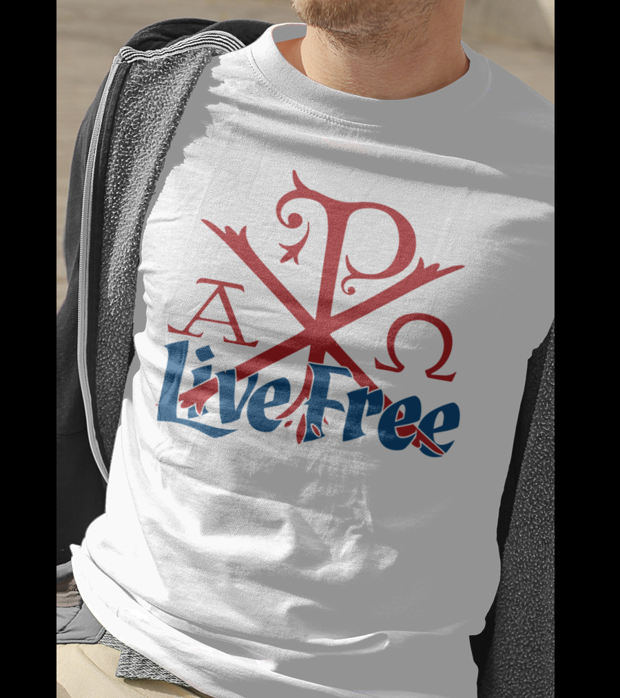 Live Free Red Chi Rho Alpha Omega T-Shirt