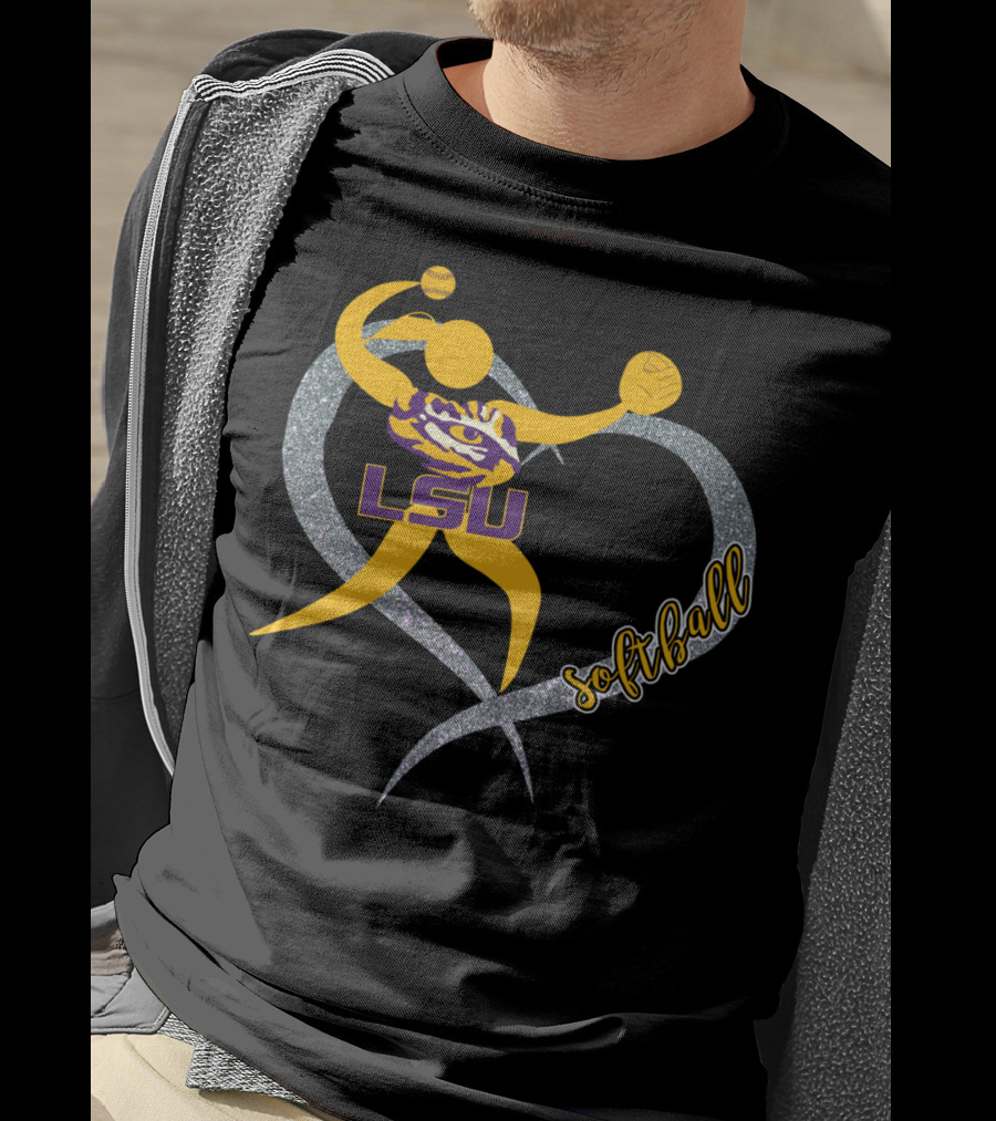 LSU Tigers Softball Heart Gameday T-Shirt