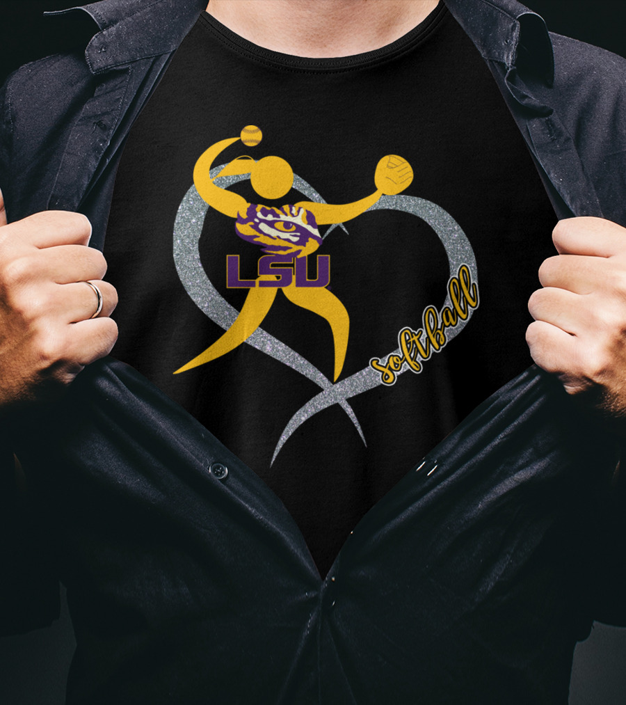 LSU Tigers Softball Heart Gameday T-Shirt
