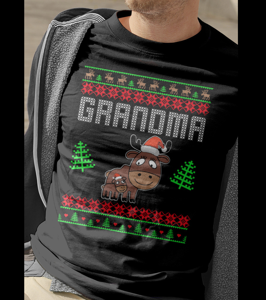 Grandma Christmas Moose Family Matching Holiday T-Shirt