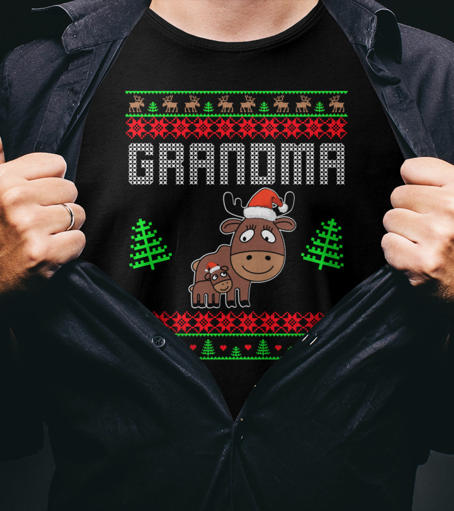 Grandma Christmas Moose Family Matching Holiday T-Shirt
