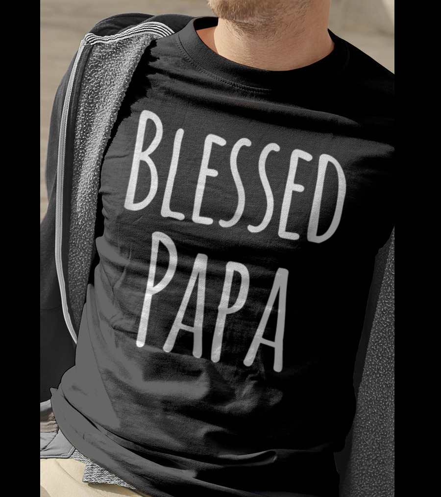 Mens Blessed Papa Christmas Family T-Shirt
