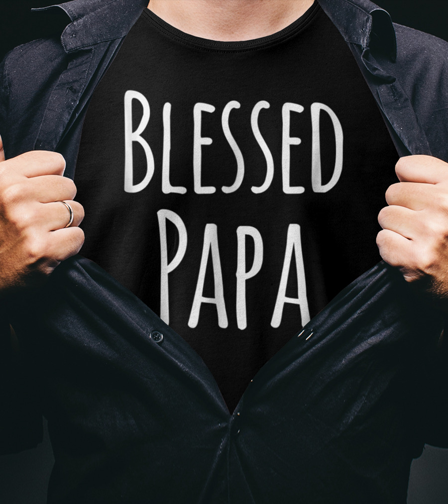 Mens Blessed Papa Christmas Family T-Shirt