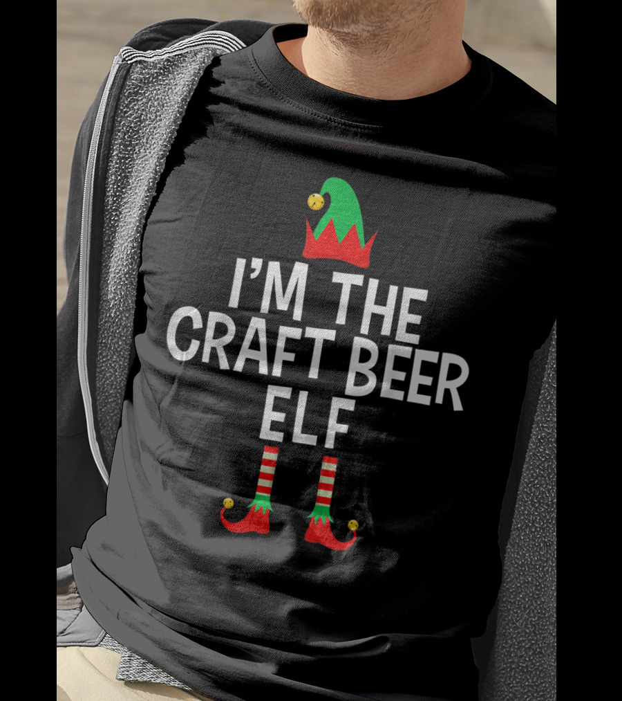I'm The Craft Beer Elf Striped Elf Hat And Shoes T-Shirt