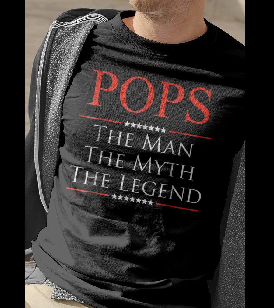 Mens Pops The Man The Myth The Legend Stars T-Shirt
