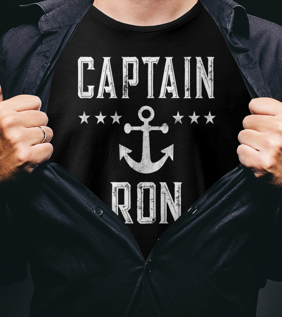 Captain Ron Vintage Anchor Star Design Mens Family Cruise Lake T-Shirt