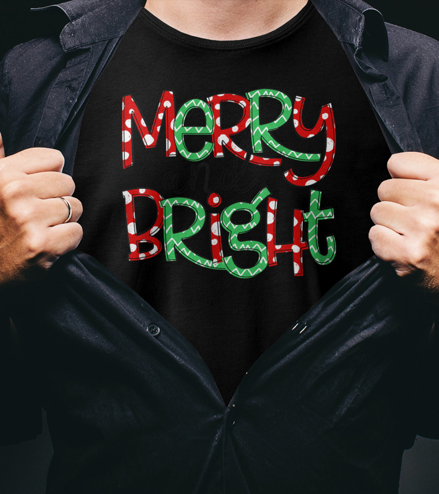 Merry And Bright Christmas Polka Dots T-Shirt