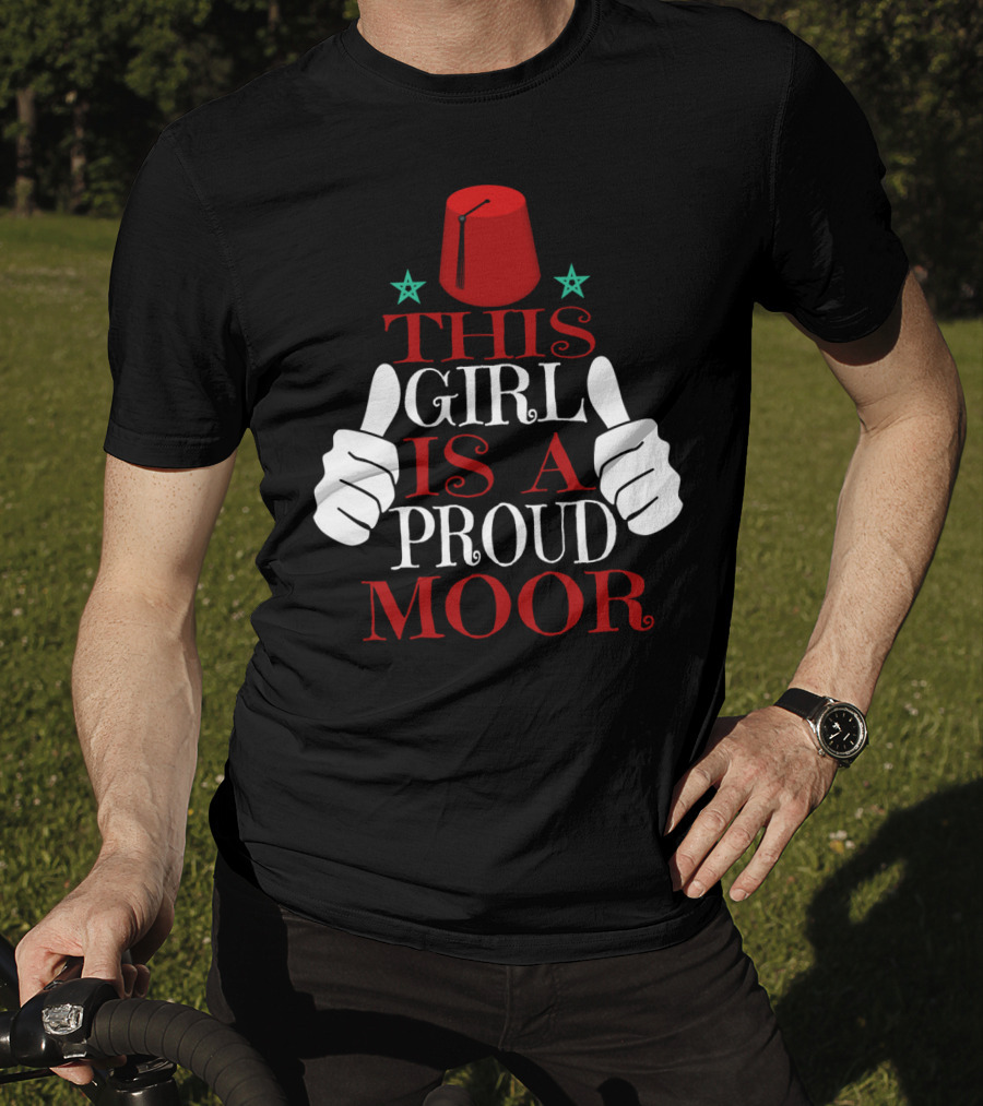 Moorish American This Girl Is A Proud Moor Fez Hat Thumbs Up Stars T-Shirt
