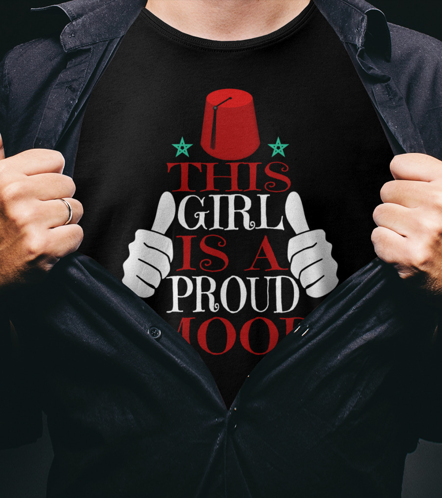 Moorish American This Girl Is A Proud Moor Fez Hat Thumbs Up Stars T-Shirt