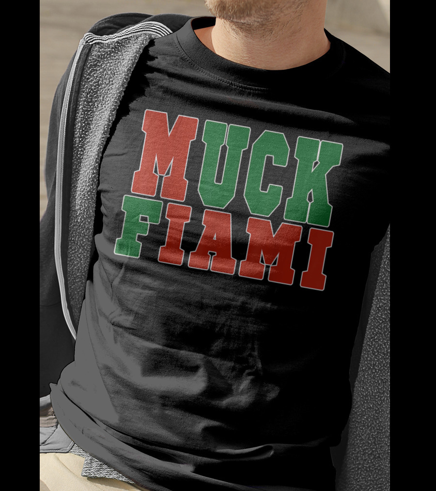 Muck Fiami Funny Miami Hater Red Green Block Letters T-Shirt