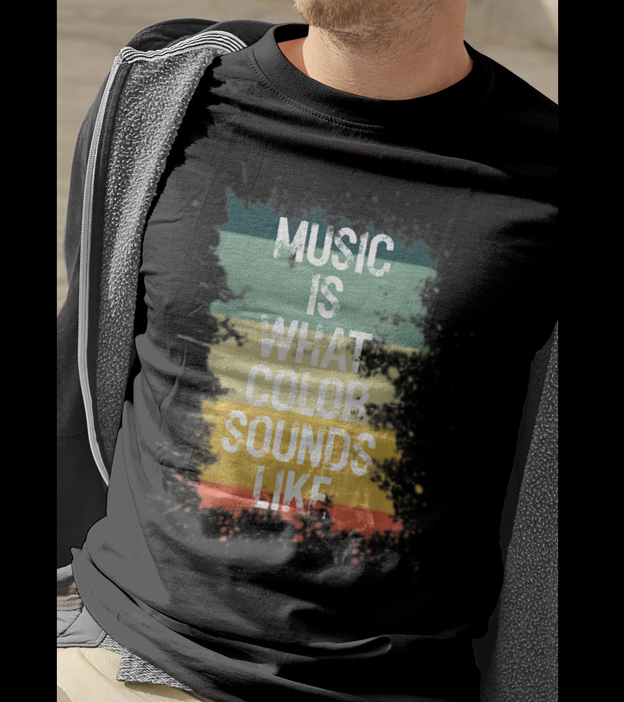 Music Is What Color Sounds Like Vintage Brush Strokes T-Shirt