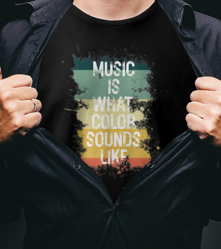 Music Is What Color Sounds Like Vintage Brush Strokes T-Shirt