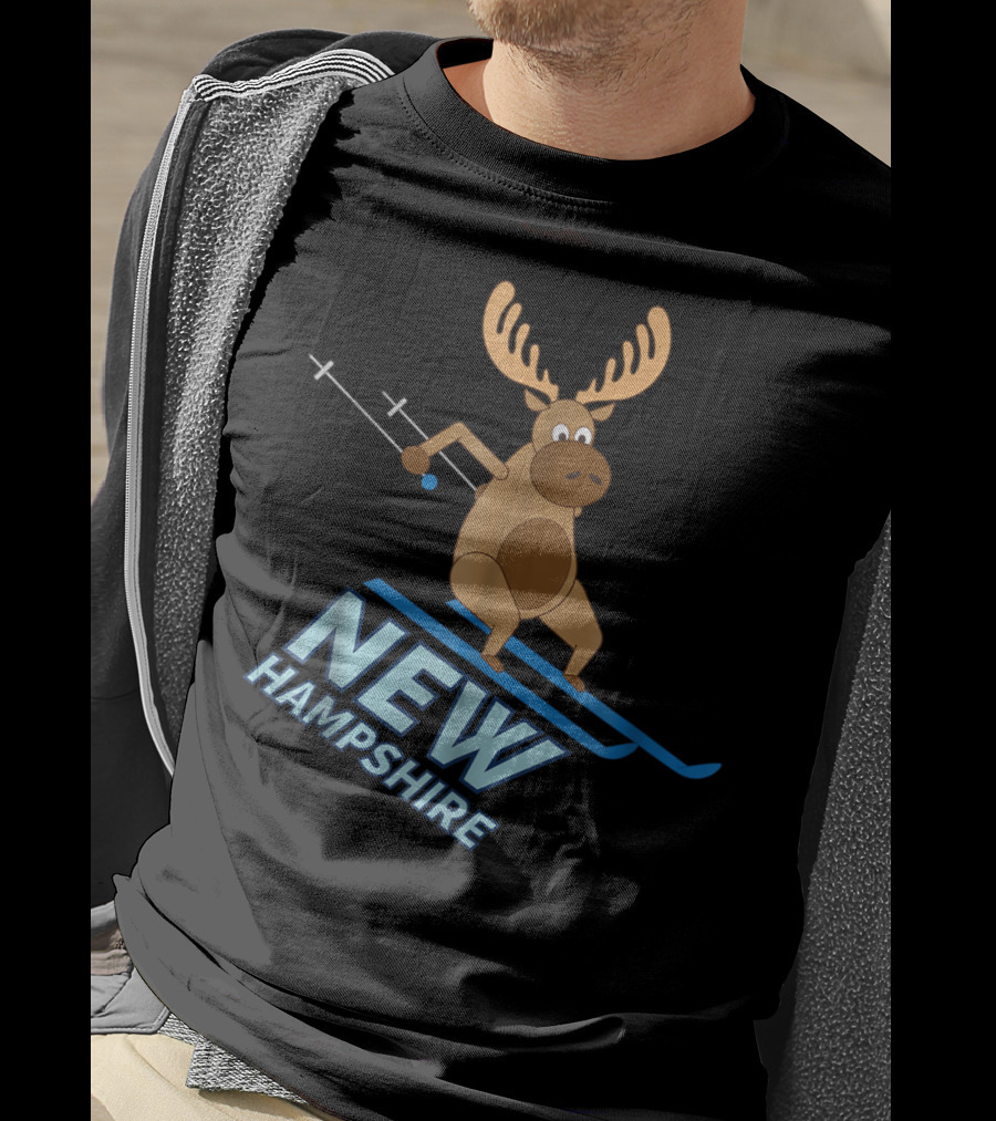 New Hampshire Skiing Moose Winter Fun T-Shirt