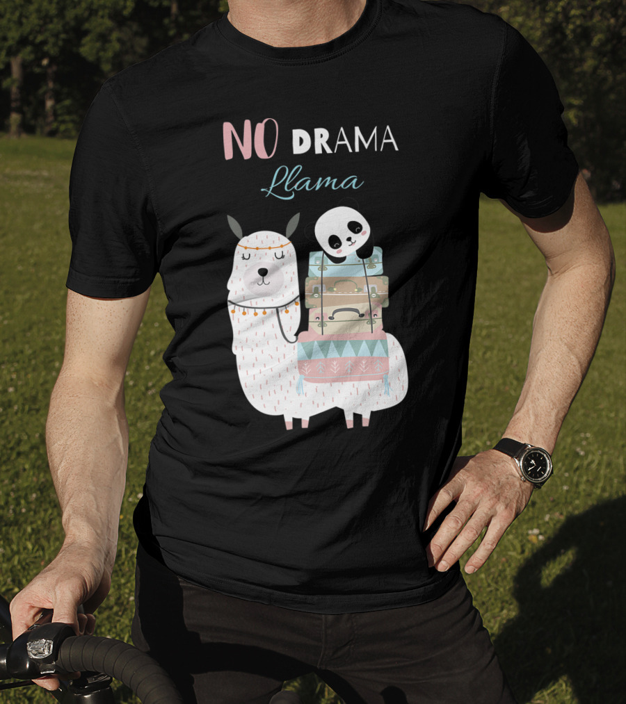 No Drama Llama Cute Panda On Llama With Suitcases T-Shirt