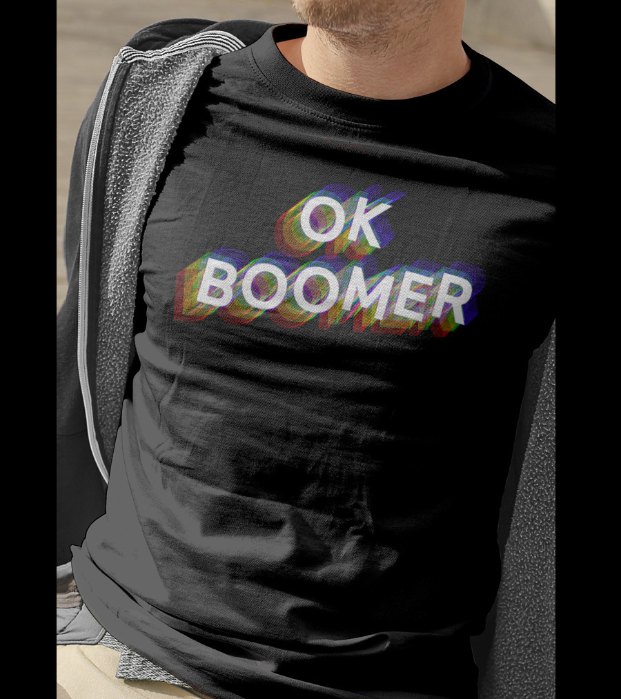 OK Boomer Colorful Funny Trendy Gen Text Glitch T-Shirt