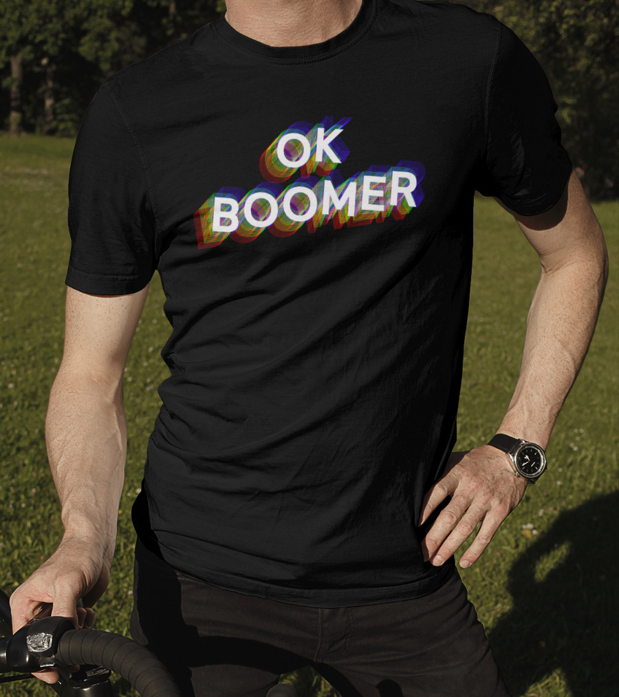 OK Boomer Colorful Funny Trendy Gen Text Glitch T-Shirt