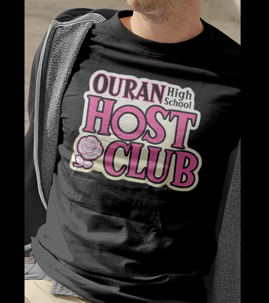 Ouran High School Host Club Anime Series Logo With Rose T-Shirt