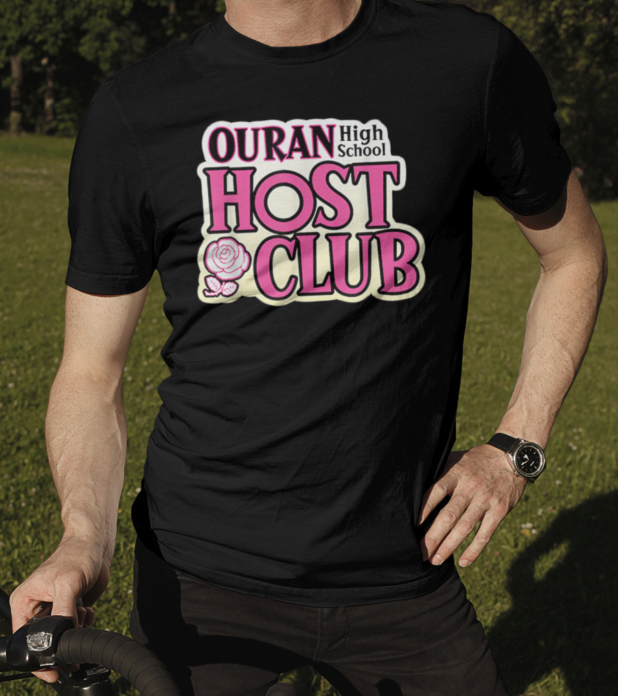 Ouran High School Host Club Anime Series Logo With Rose T-Shirt