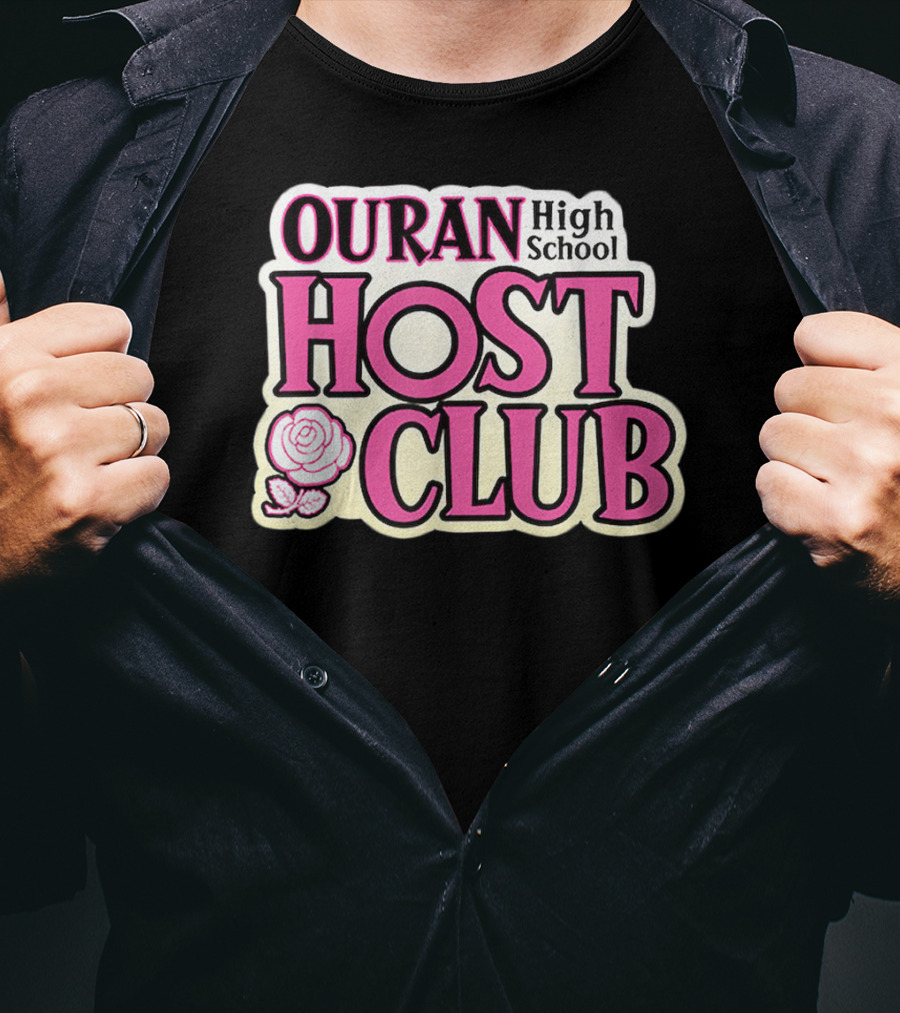 Ouran High School Host Club Anime Series Logo With Rose T-Shirt