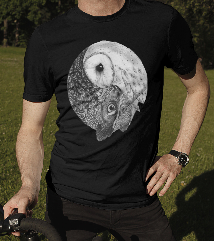 Snowy Owl Barn Owl Yin Yang T-Shirt