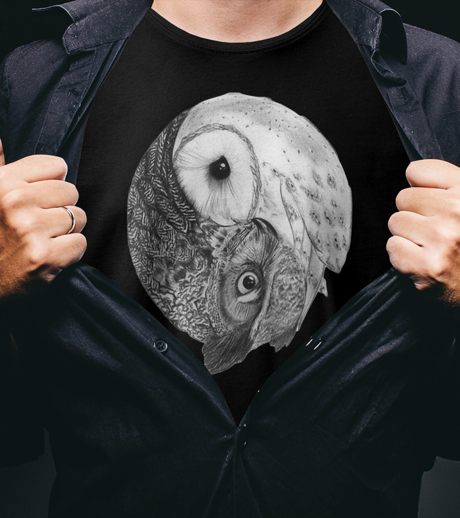 Snowy Owl Barn Owl Yin Yang T-Shirt