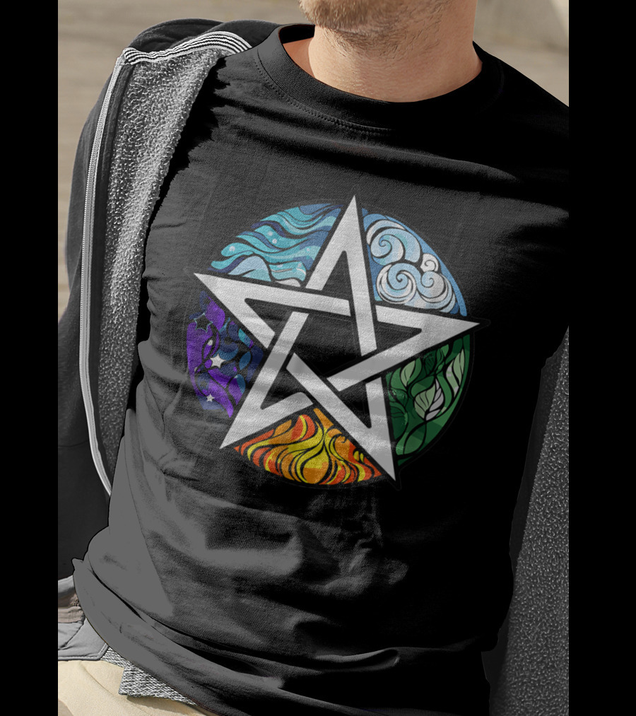 Pagan Witch Pentacle Elements Mens Womens T-Shirt