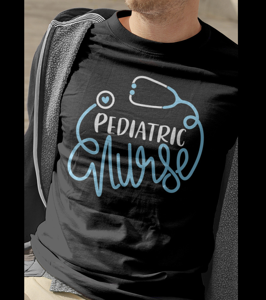 Pediatric Nurse Stethoscope Heart Design Pediatrician T-Shirt