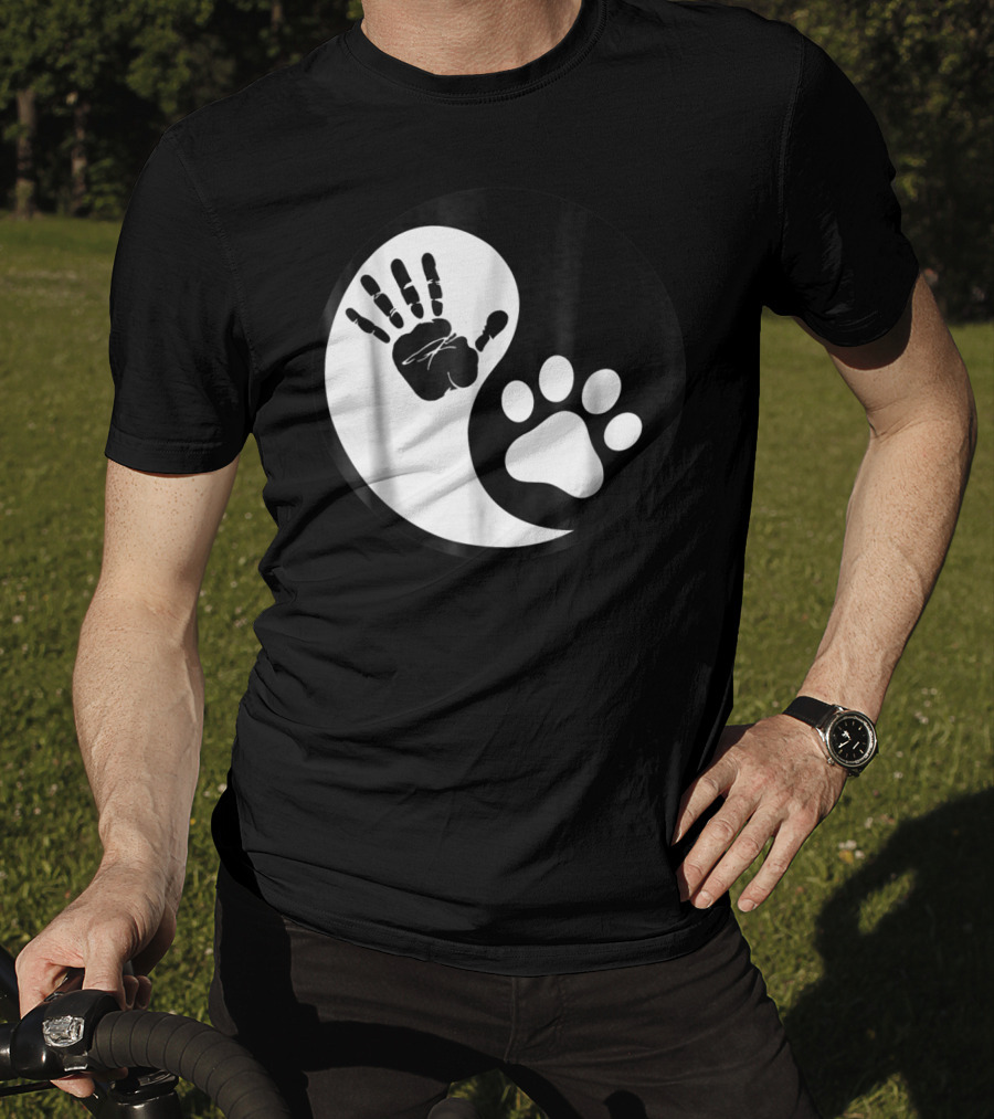 Yin Yang Pet Paw Print Hand Friends T-Shirt