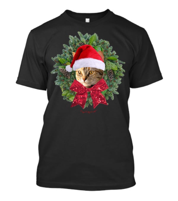 Santa Kitty Pizza Kitty World Wreath Torbie Cat T-Shirt