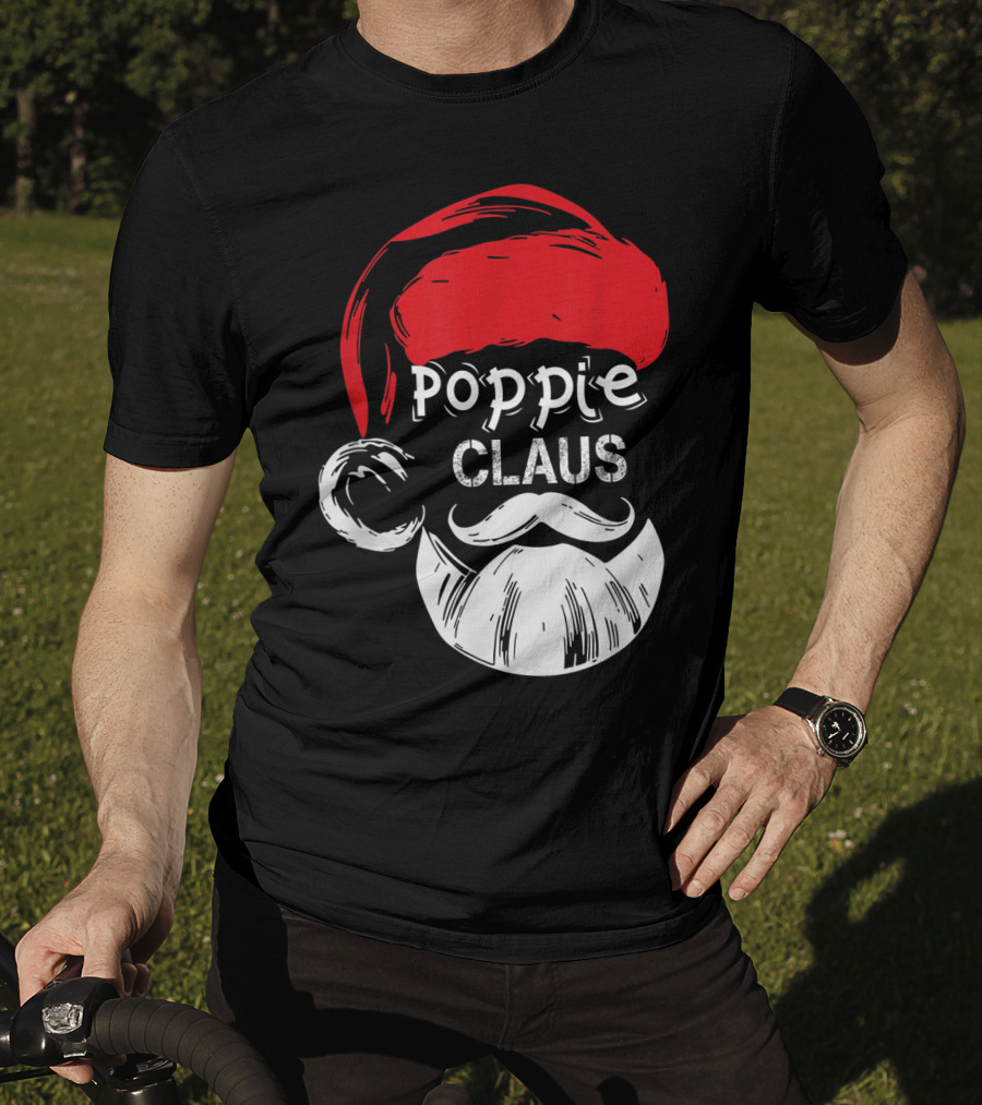 Poppie Claus Santa Hat Christmas Grandpa T-Shirt