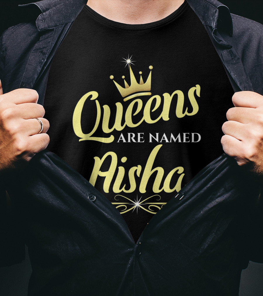 Queens Are Named Aisha Bold Crown Motif T-Shirt