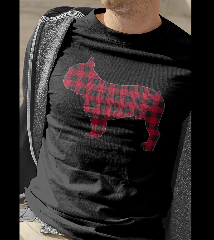 Red Plaid French Bulldog T-Shirt
