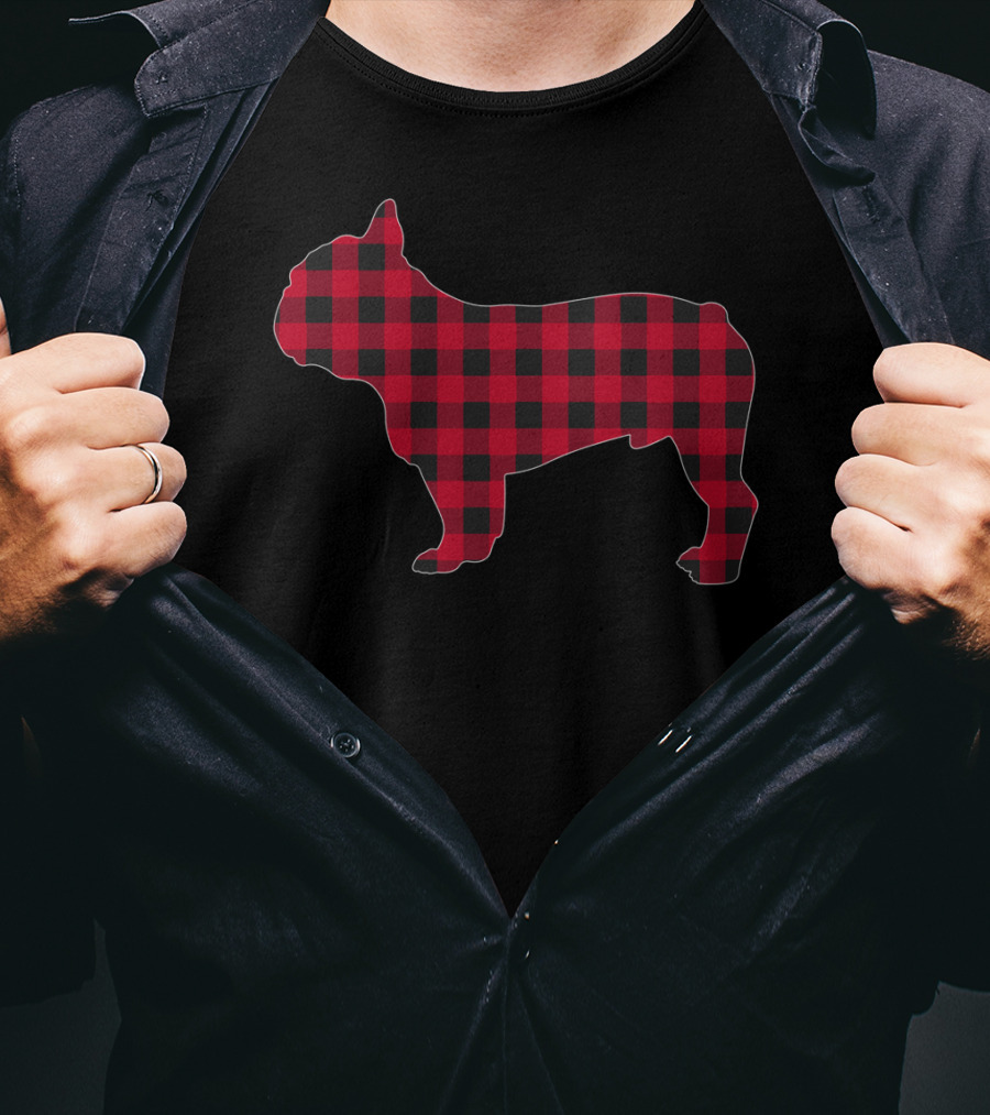 Red Plaid French Bulldog T-Shirt