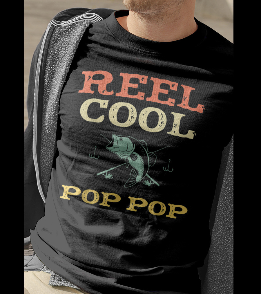 Reel Cool Pop Pop Fishing Bass Hooks T-Shirt