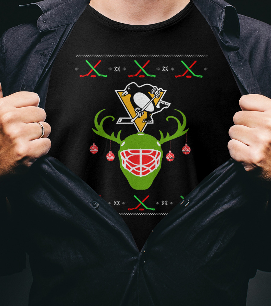 Pittsburgh Penguin Reindeer Christmas Hockey T-Shirt