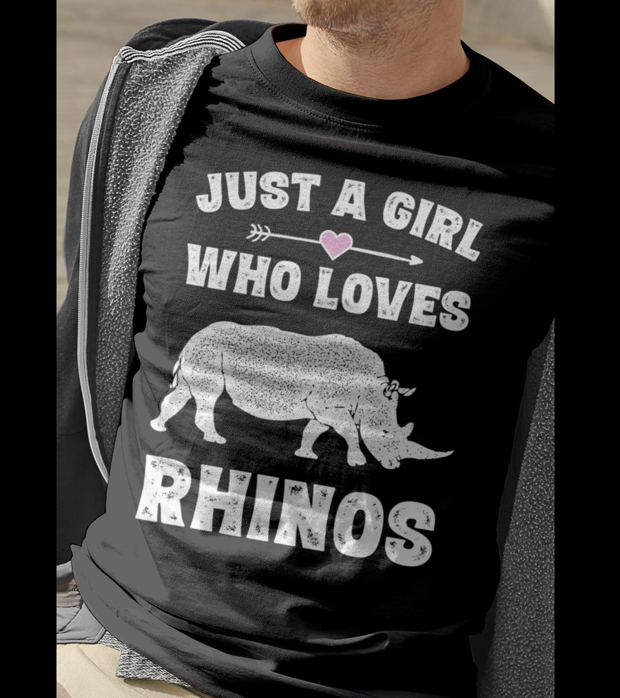 Just A Girl Who Loves Rhinos Retro Vintage Rhinoceros T-Shirt