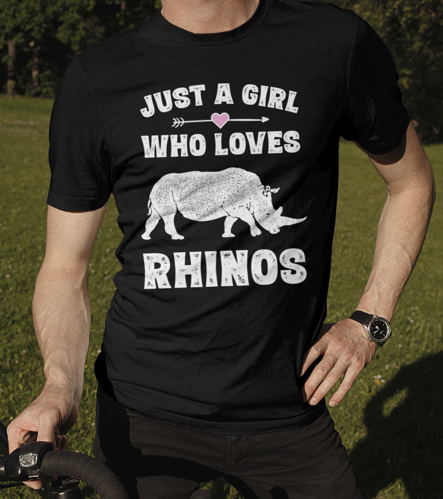 Just A Girl Who Loves Rhinos Retro Vintage Rhinoceros T-Shirt