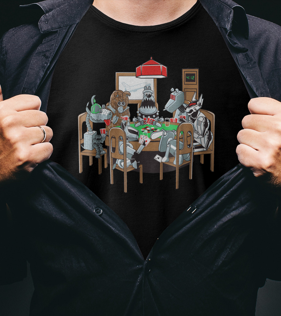 Robot Dogs Playing Poker At 4:12 With Red Poker Lamp T-Shirt