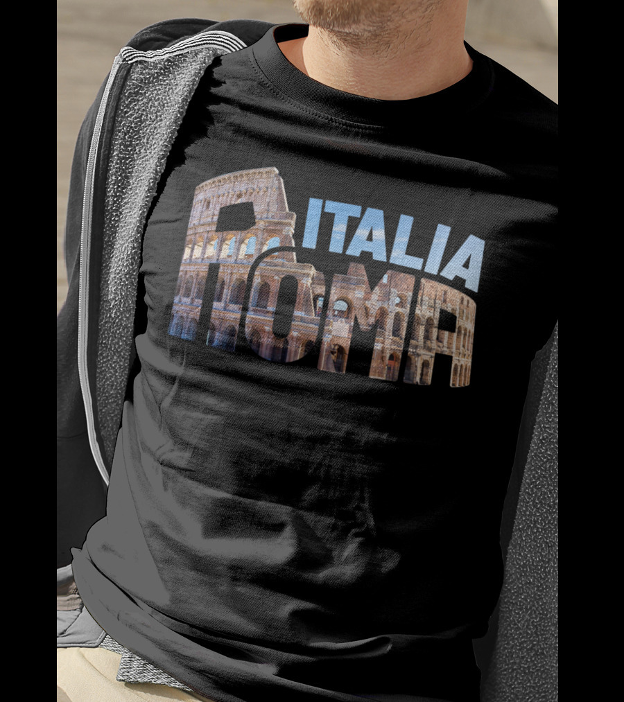 Italia Roma Colosseum Typography T-Shirt