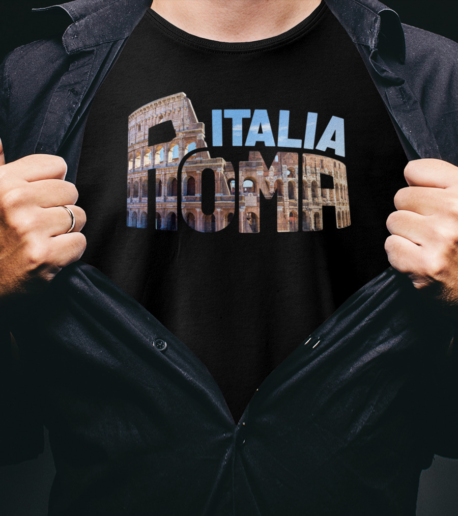 Italia Roma Colosseum Typography T-Shirt
