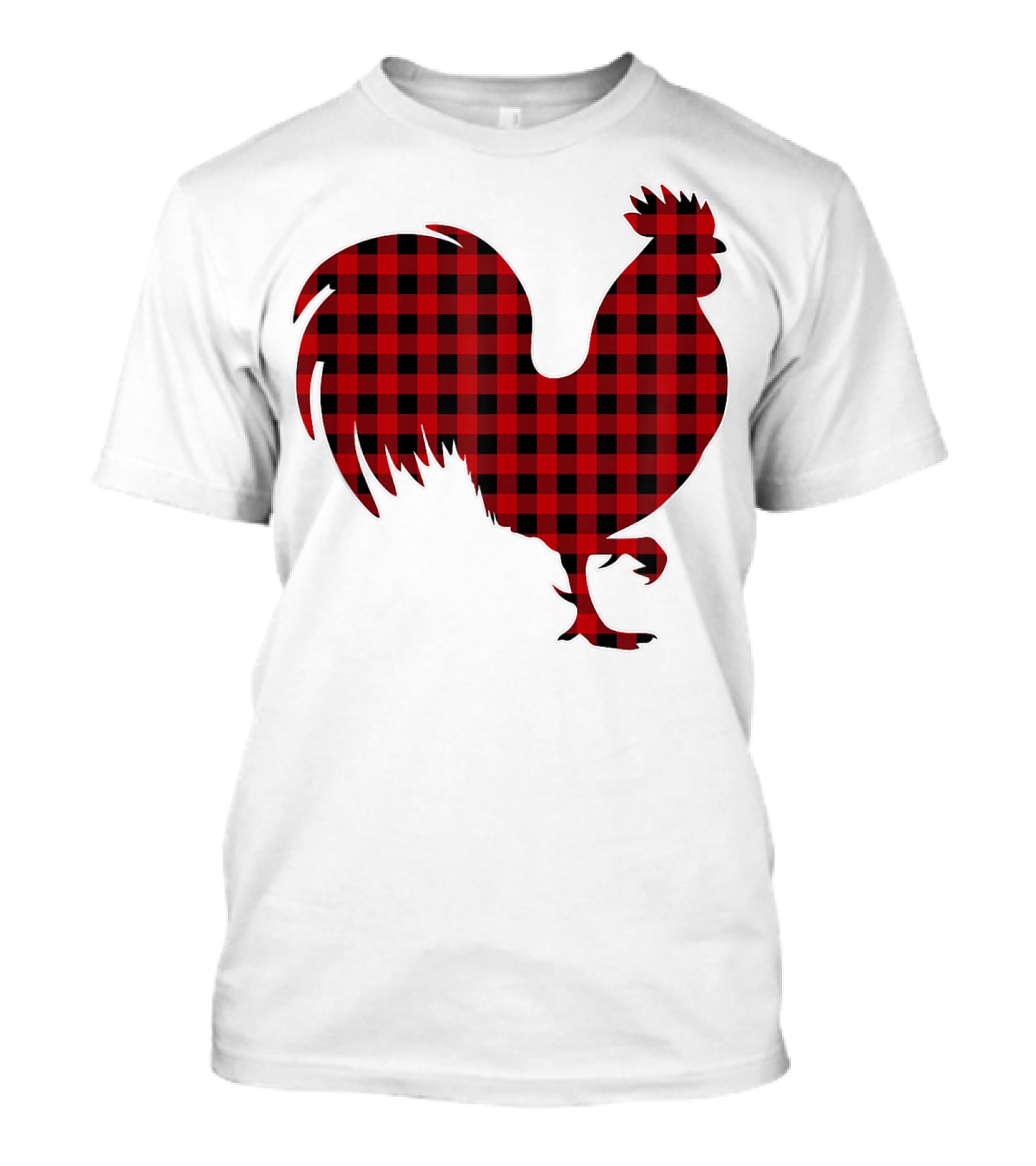 Rooster Red Plaid Buffalo Check T-Shirt