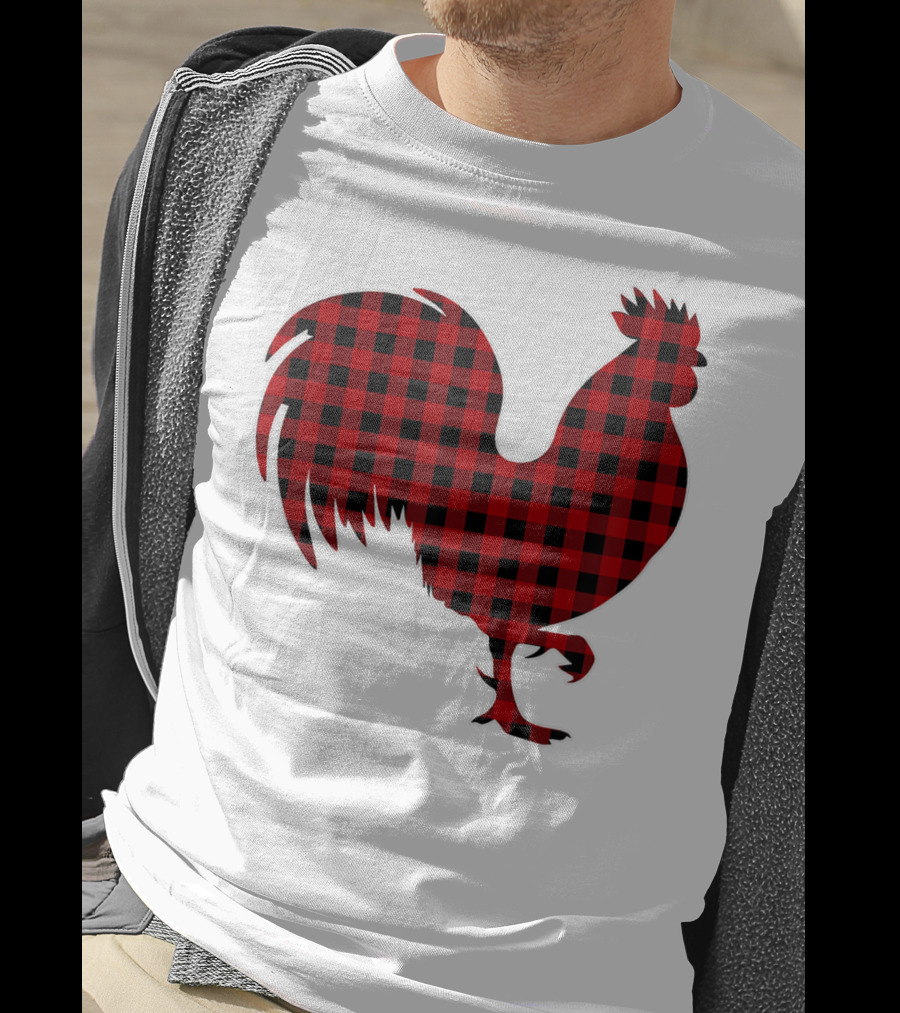 Rooster Red Plaid Buffalo Check T-Shirt