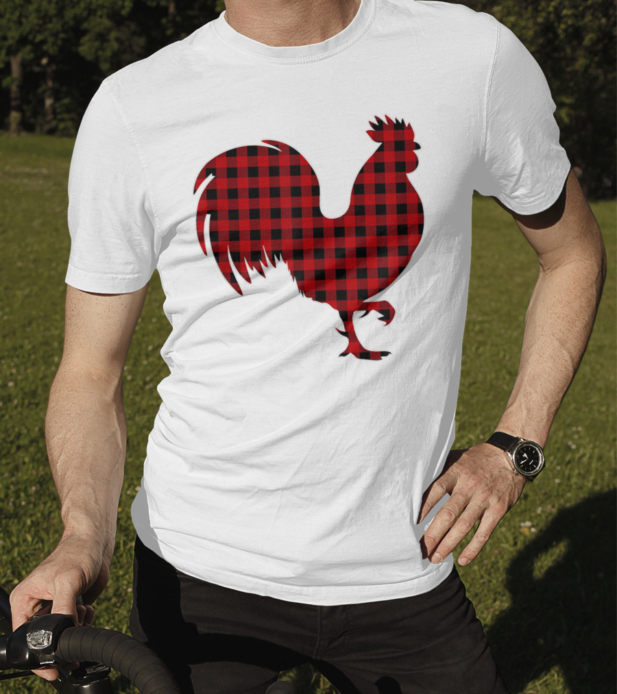 Rooster Red Plaid Buffalo Check T-Shirt
