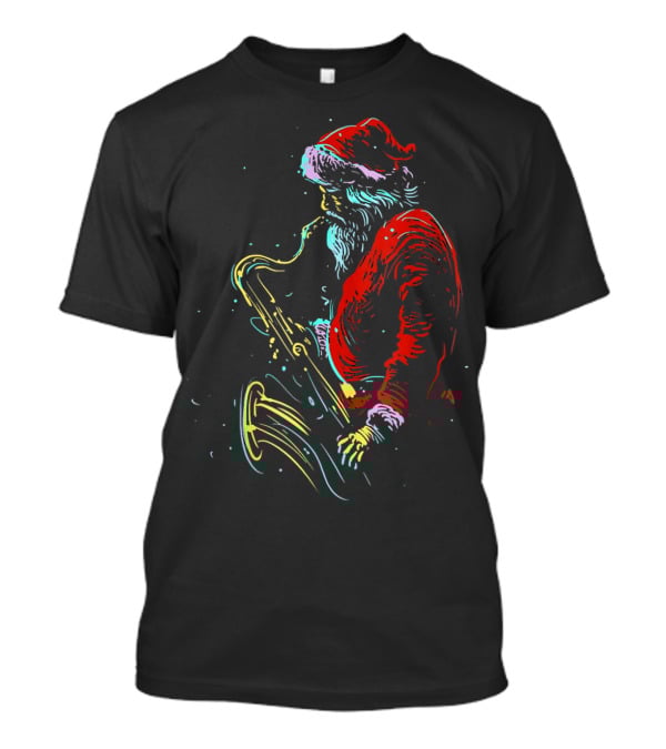 Santa Claus Playing Saxophone Musical Holiday Serenade T-Shirt