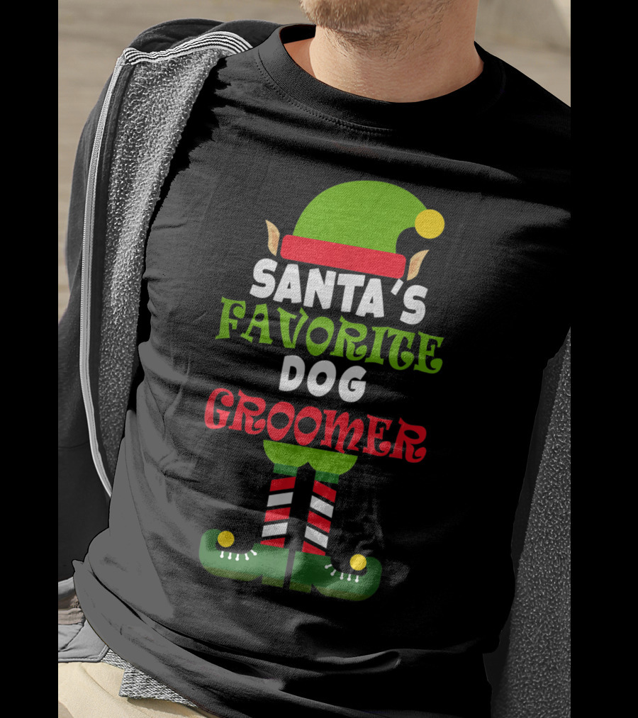 Santa's Favorite Dog Groomer Elf Costume T-Shirt