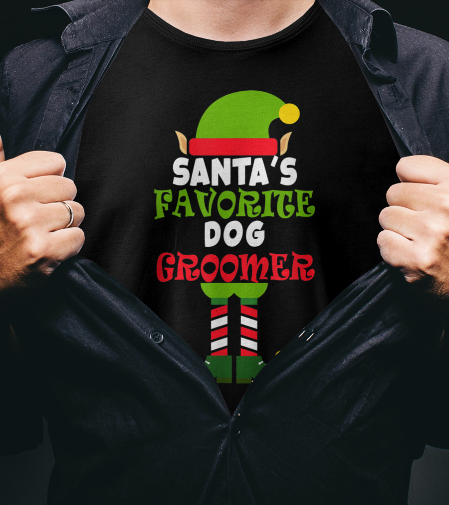 Santa's Favorite Dog Groomer Elf Costume T-Shirt
